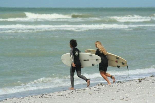 Me & Jess surf Captiva's speed bumps