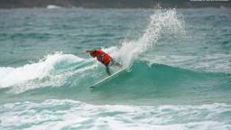 Odirlhei Coutinho competes at the Boardmasters Fistral