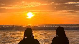 Sunset during a surf session 