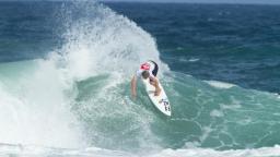 Ben Poulter at Piha throwing plenty of spray