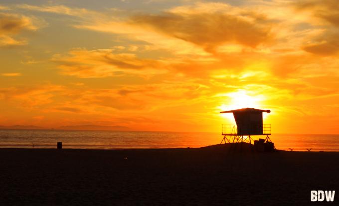 Beautiful Sunset at Huntington Beach in California