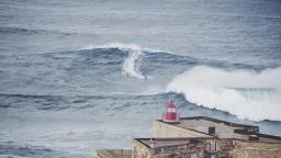Towing in at Nazaré in Portugal
