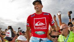 Kelly Slater Celebrates Quik Pro Win