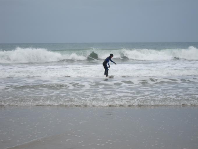 Beth surfing