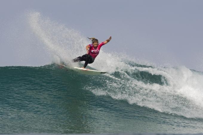 Coco Ho Claiming The Rip Curl Pro Search at Belgas