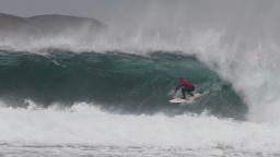 Spencer Hargraves surfing at Thurso