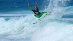 Marlon Lipke airs at Praia de Cordoama in Portugal
