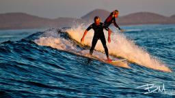 Harbour wall with Island Boarders Surfs school 
