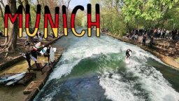 River surf, Eisbach River, Munich - 23 April 2022