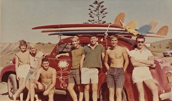 66 Group with car with surf cartoon on door and boards.jpg