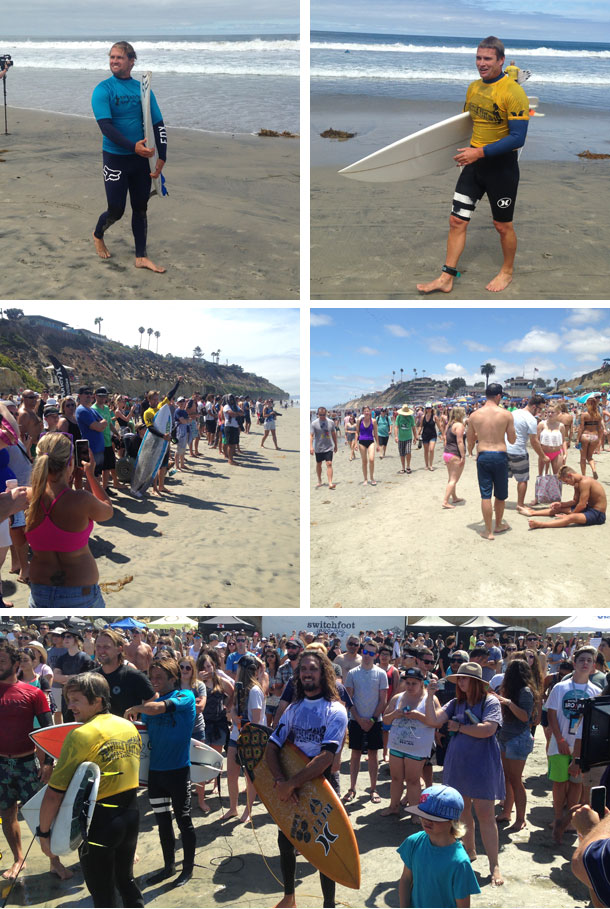 Bro-Am surfers and the crowd