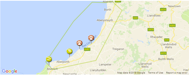 Ceredigion surf map