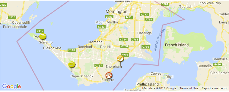 Morning Peninsula surf map