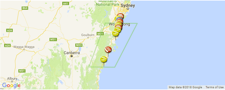 Illawarra surf map