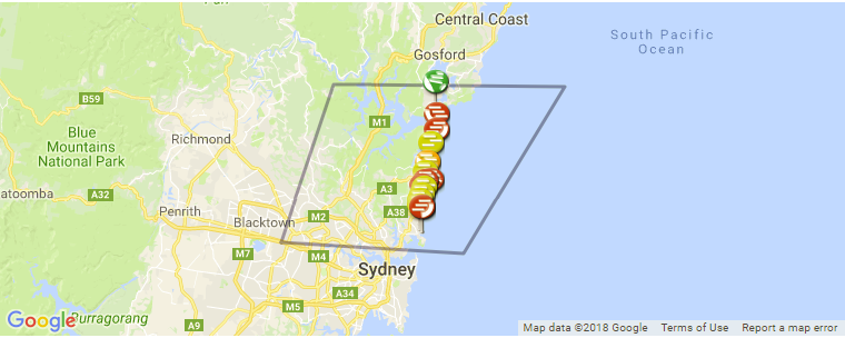North Sydney surf map