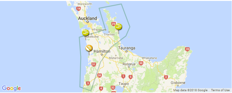 Waikato surf map