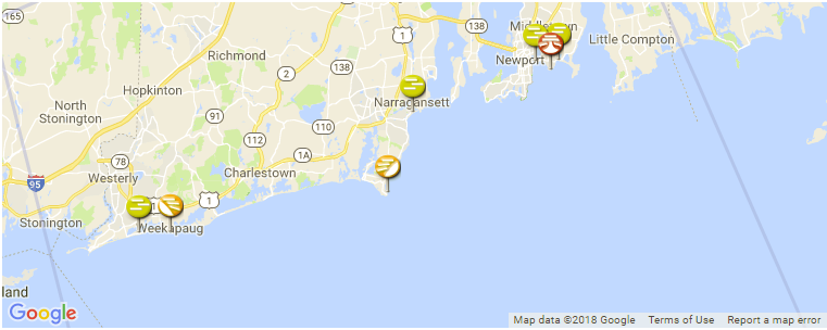 Rhode Island surf map