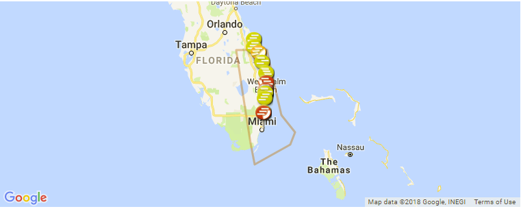 Southern Florida surf map