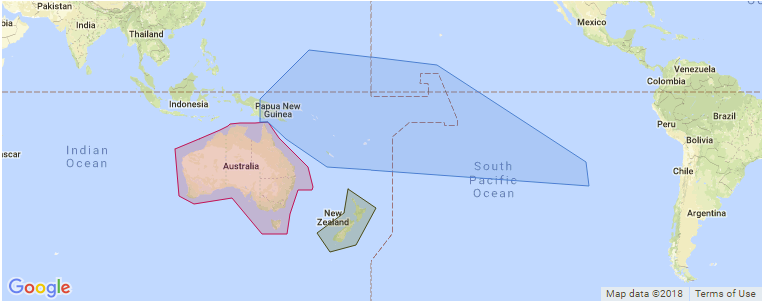 Australasia Pacific surf map