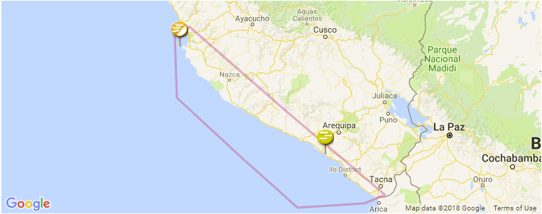 Southern Peru surf map