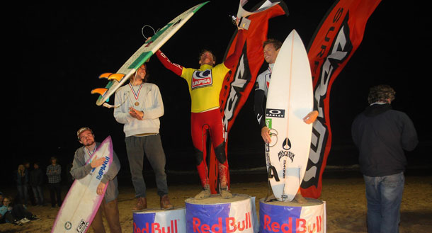 Alan Stokes on the Nightsurf Podium