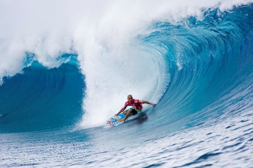 Kelly Slater at Teahupoo, Tahiti in 2008